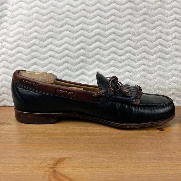 Allen Edmonds Woodstock Loafers Kiltie Braided Tassel Mens 11 B USA Slip On Blk - Picture 9 of 16